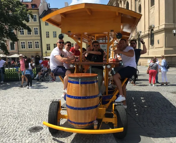 Group on a beer bike